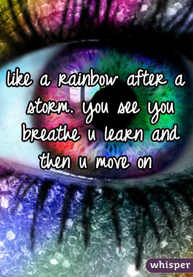 like a rainbow after a storm. you see you breathe u learn and then u move on 