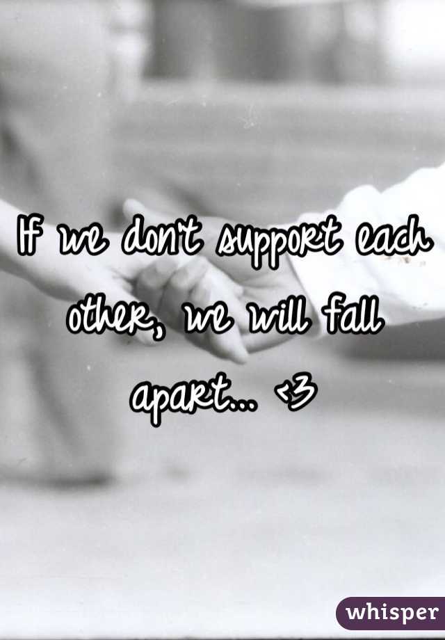 If we don't support each other, we will fall apart... <3