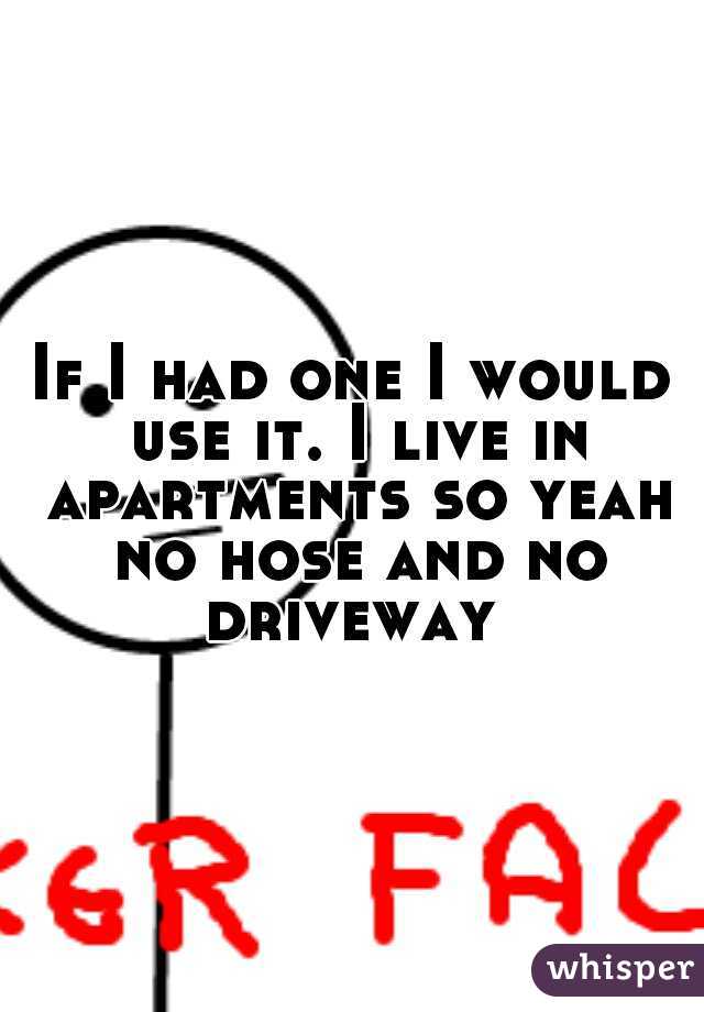 If I had one I would use it. I live in apartments so yeah no hose and no driveway 
