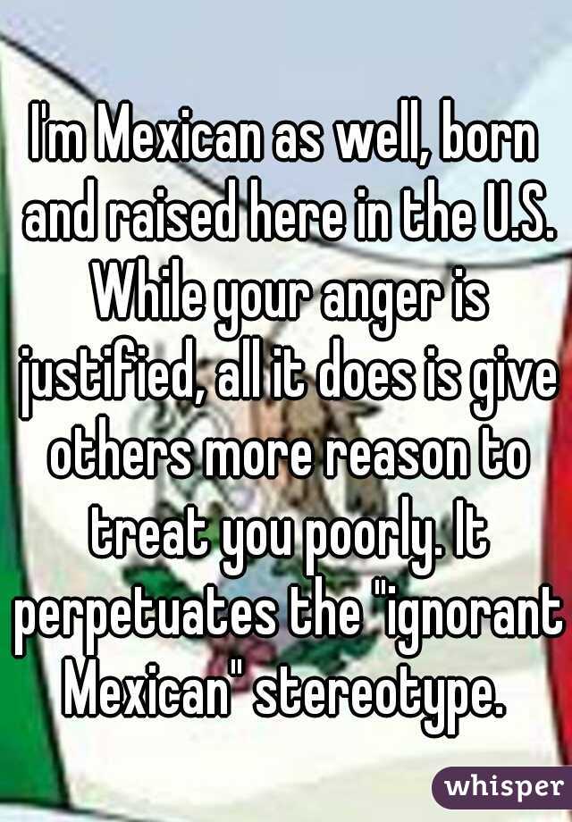 I'm Mexican as well, born and raised here in the U.S. While your anger is justified, all it does is give others more reason to treat you poorly. It perpetuates the "ignorant Mexican" stereotype. 