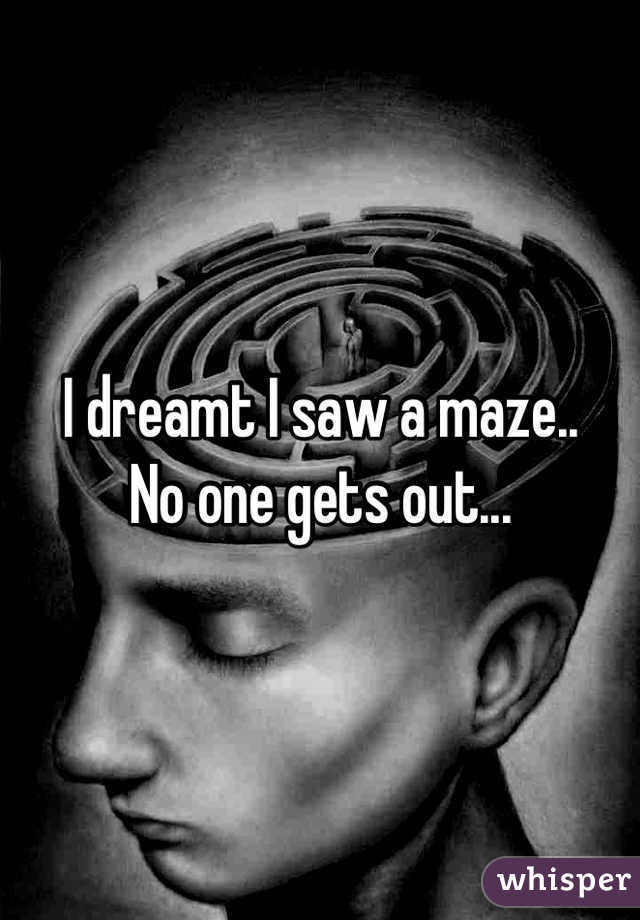 I dreamt I saw a maze..
No one gets out...