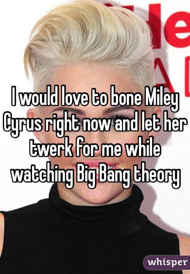 I would love to bone Miley Cyrus right now and let her twerk for me while watching Big Bang theory