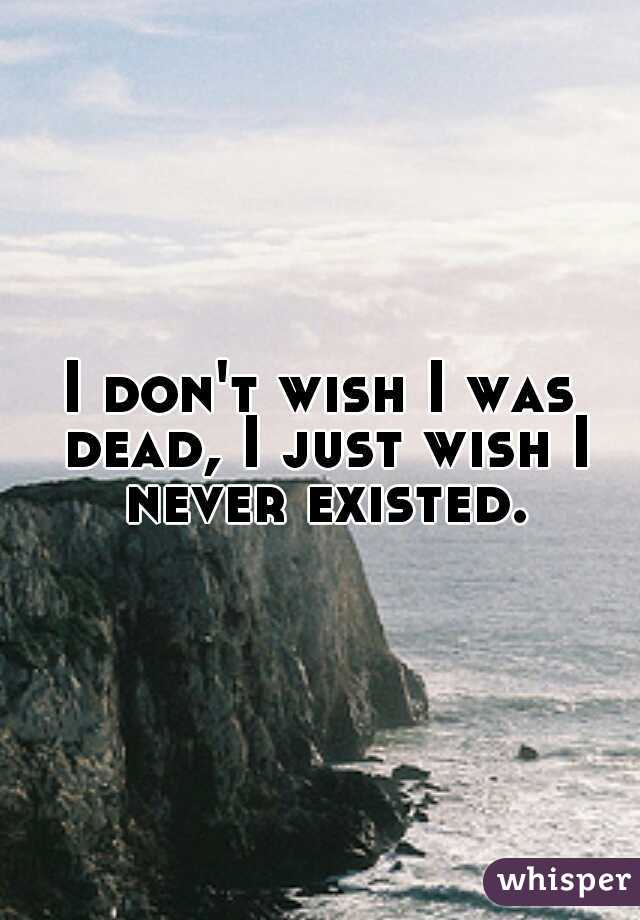 I don't wish I was dead, I just wish I never existed.