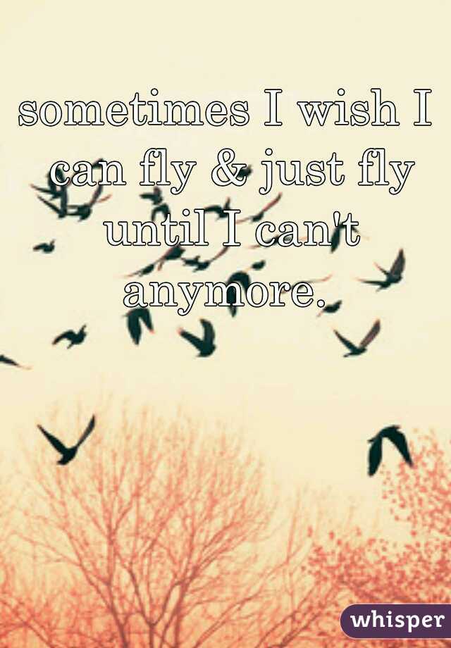 sometimes I wish I can fly & just fly until I can't anymore. 
