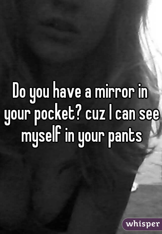 Do you have a mirror in your pocket? cuz I can see myself in your pants