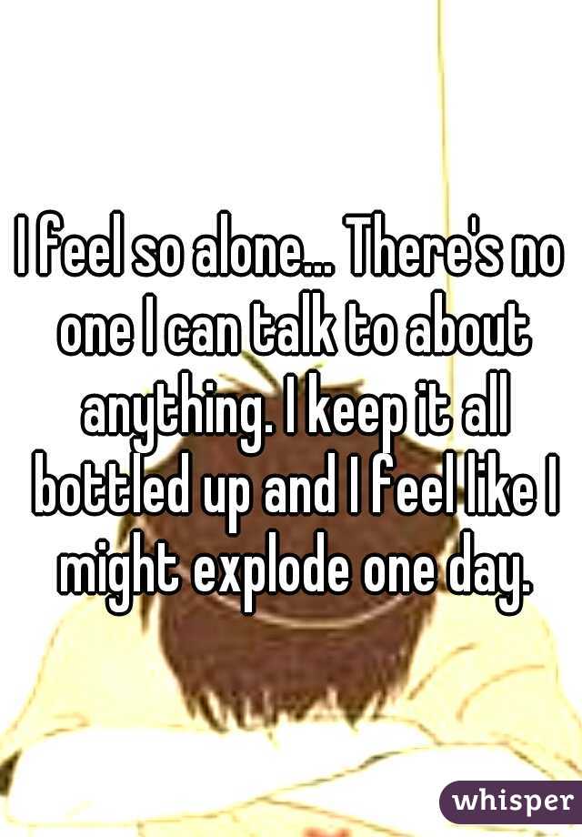 I feel so alone... There's no one I can talk to about anything. I keep it all bottled up and I feel like I might explode one day.