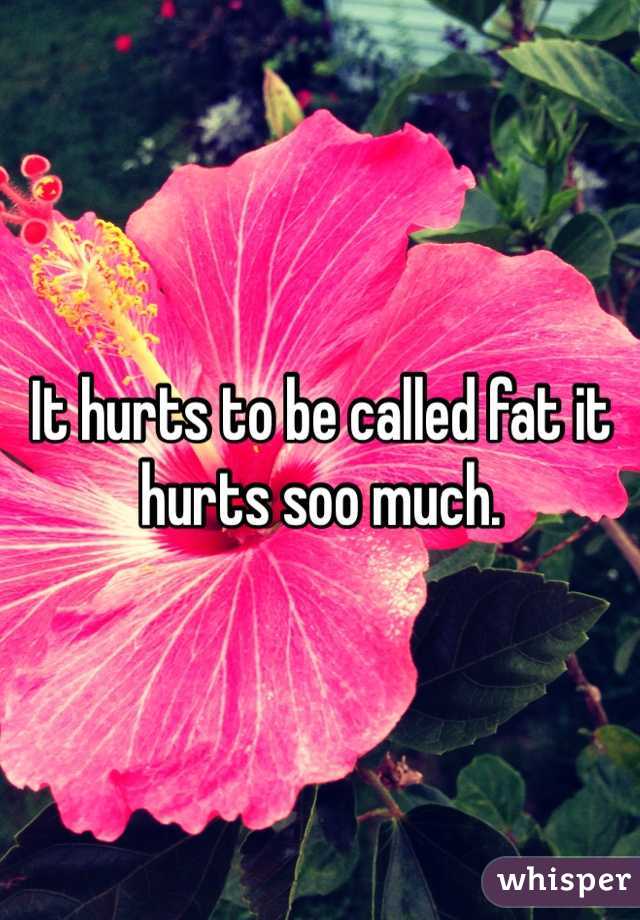 It hurts to be called fat it hurts soo much. 