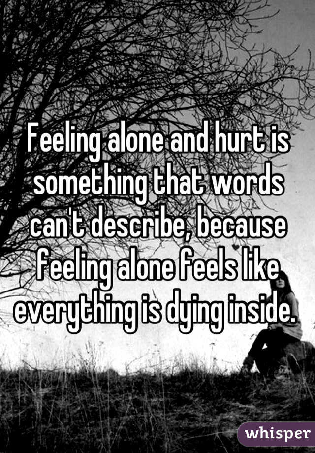 Feeling alone and hurt is something that words can't describe, because feeling alone feels like everything is dying inside. 