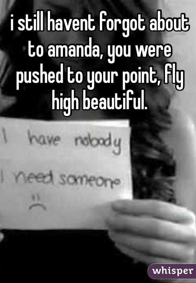 i still havent forgot about to amanda, you were pushed to your point, fly high beautiful.