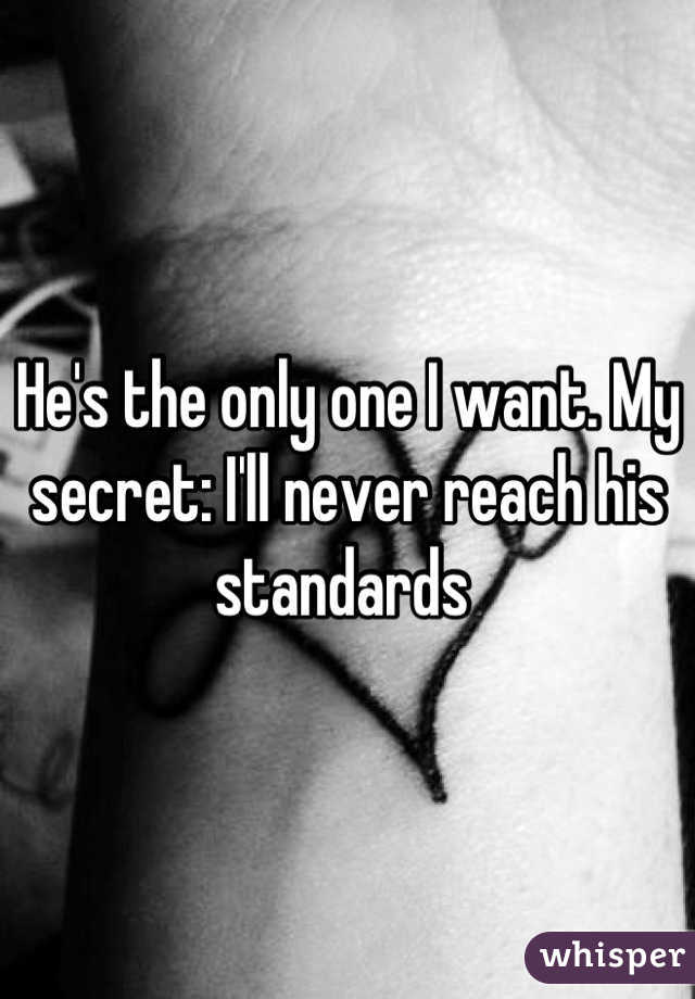 He's the only one I want. My secret: I'll never reach his standards 