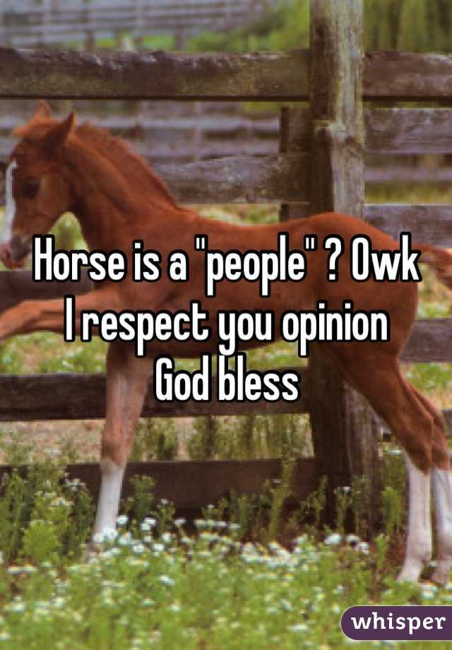 Horse is a "people" ? Owk
I respect you opinion 
God bless