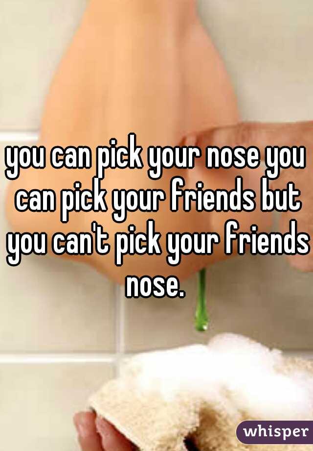 you can pick your nose you can pick your friends but you can't pick your friends nose. 