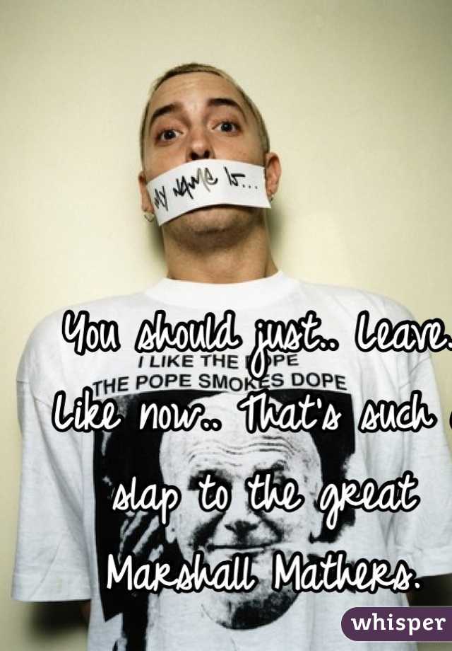 You should just.. Leave.. Like now.. That's such a slap to the great Marshall Mathers. 