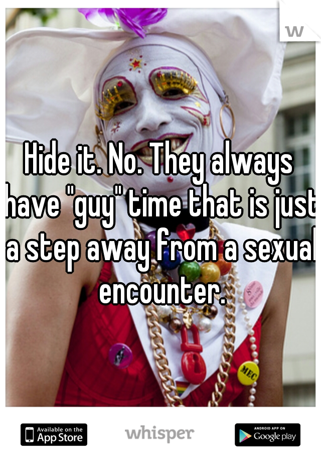 Hide it. No. They always have "guy" time that is just a step away from a sexual encounter.