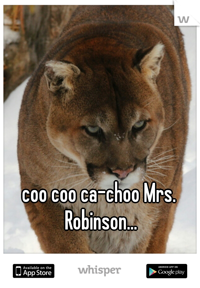 coo coo ca-choo Mrs. Robinson...