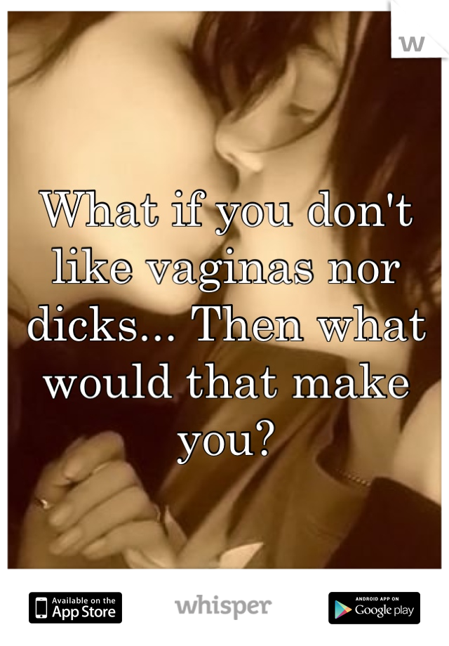 What if you don't like vaginas nor dicks... Then what would that make you?