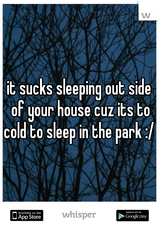 it sucks sleeping out side of your house cuz its to cold to sleep in the park :/ 
