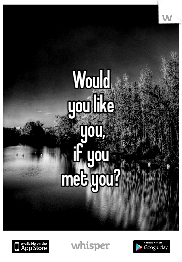 Would 
you like
 you, 
if you 
met you?