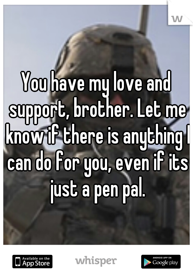 You have my love and support, brother. Let me know if there is anything I can do for you, even if its just a pen pal.