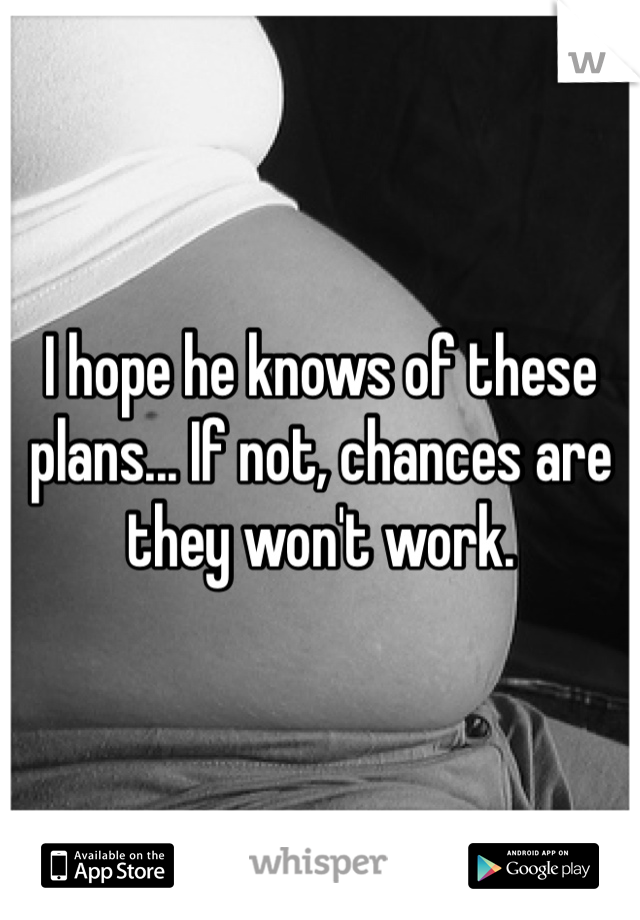 I hope he knows of these plans... If not, chances are they won't work. 