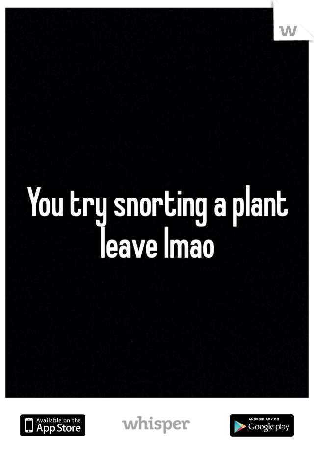 You try snorting a plant leave lmao 