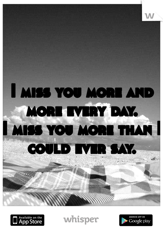 I miss you more and more every day.
I miss you more than I could ever say.