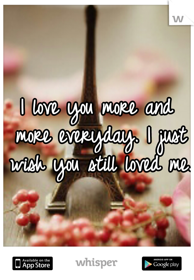 I love you more and more everyday. I just wish you still loved me. 