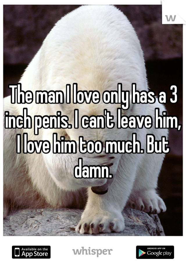The man I love only has a 3 inch penis. I can't leave him, I love him too much. But damn. 
