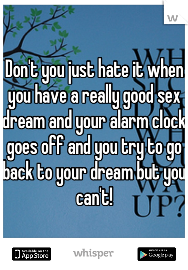 Don't you just hate it when you have a really good sex dream and your alarm clock goes off and you try to go back to your dream but you can't!