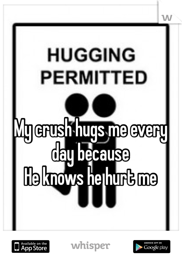 My crush hugs me every day because
He knows he hurt me