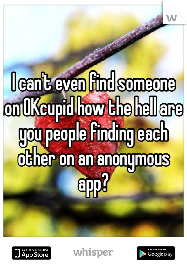 I can't even find someone on OKcupid how the hell are you people finding each other on an anonymous app? 