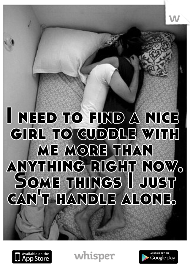 I need to find a nice girl to cuddle with me more than anything right now. Some things I just can't handle alone. 