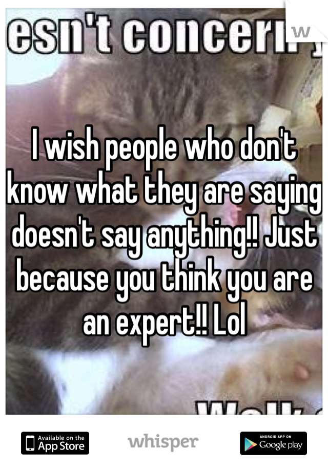 I wish people who don't know what they are saying doesn't say anything!! Just because you think you are an expert!! Lol 