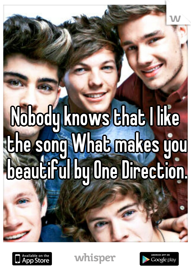 Nobody knows that I like the song What makes you beautiful by One Direction.
