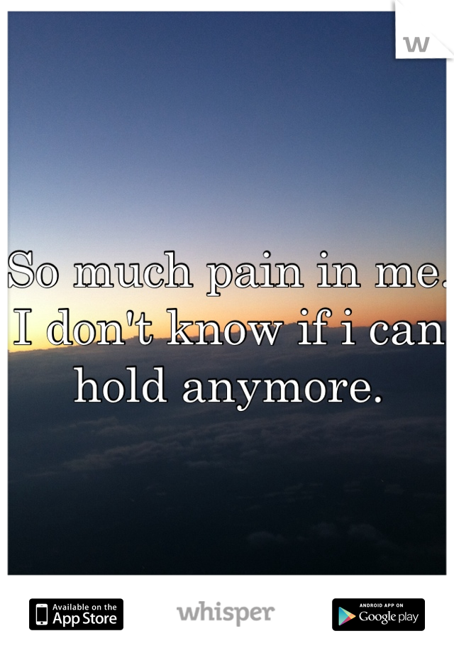 So much pain in me. I don't know if i can hold anymore.