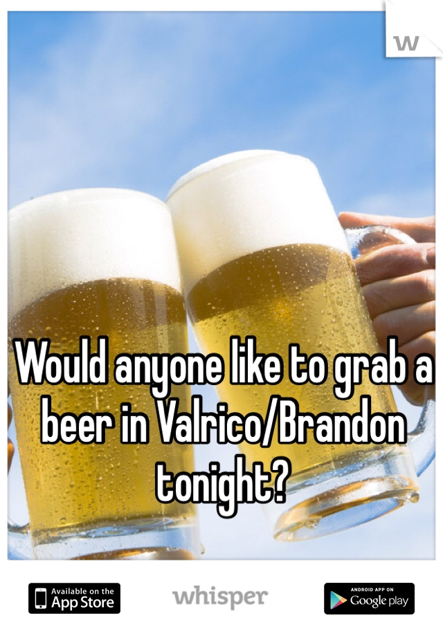 Would anyone like to grab a beer in Valrico/Brandon tonight?
