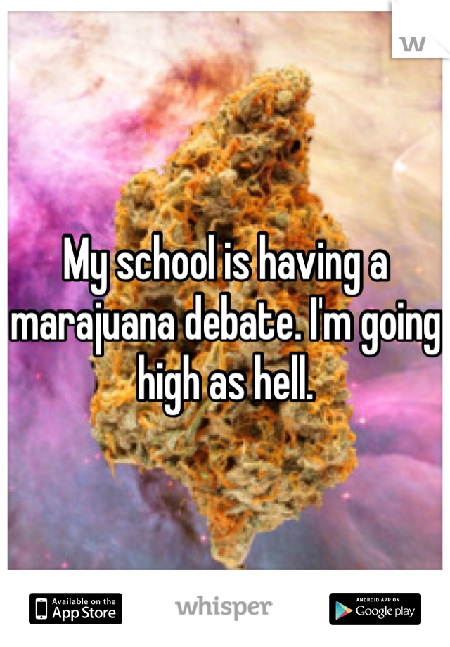 My school is having a marajuana debate. I'm going high as hell. 