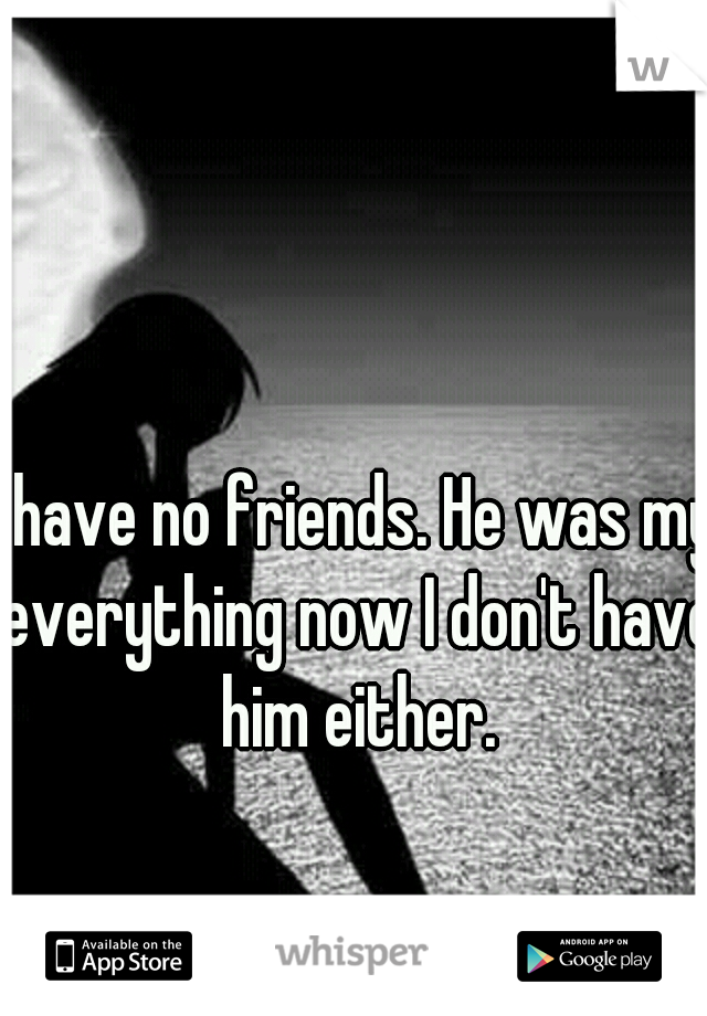 I have no friends. He was my everything now I don't have him either.