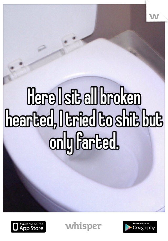 Here I sit all broken hearted, I tried to shit but only farted. 