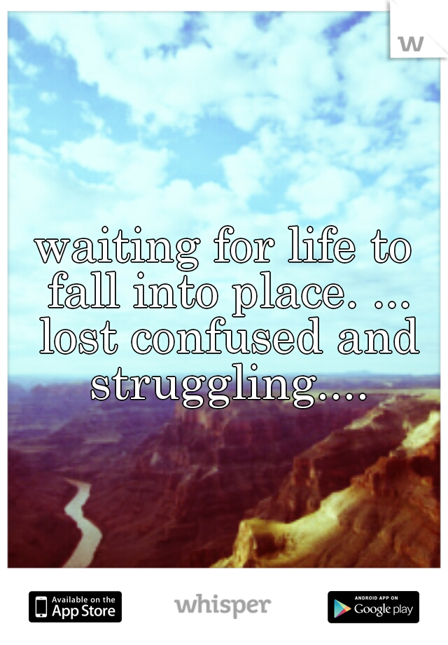 waiting for life to fall into place. ... lost confused and struggling....
