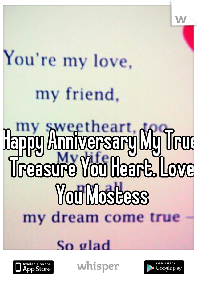 Happy Anniversary My True Treasure You Heart. Love You Mostess