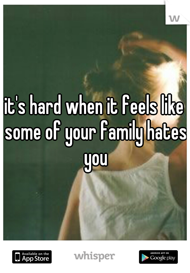 it's hard when it feels like some of your family hates you