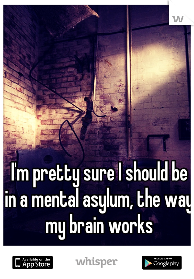 I'm pretty sure I should be in a mental asylum, the way my brain works