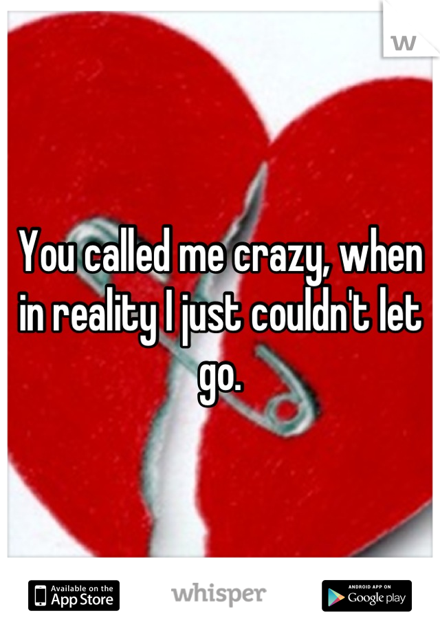 You called me crazy, when in reality I just couldn't let go.