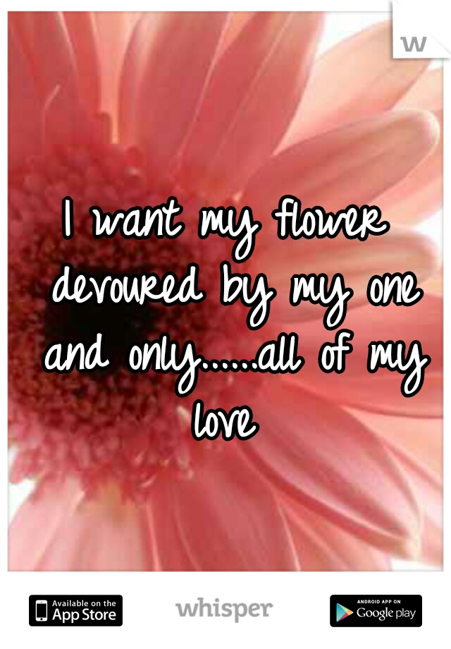 I want my flower devoured by my one and only......all of my love 