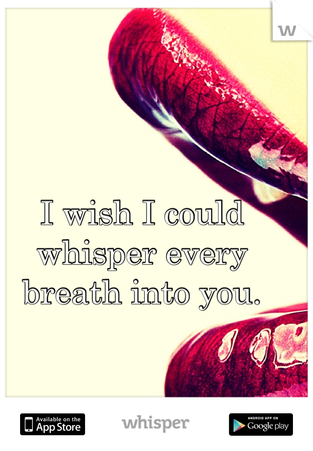 I wish I could whisper every breath into you. 