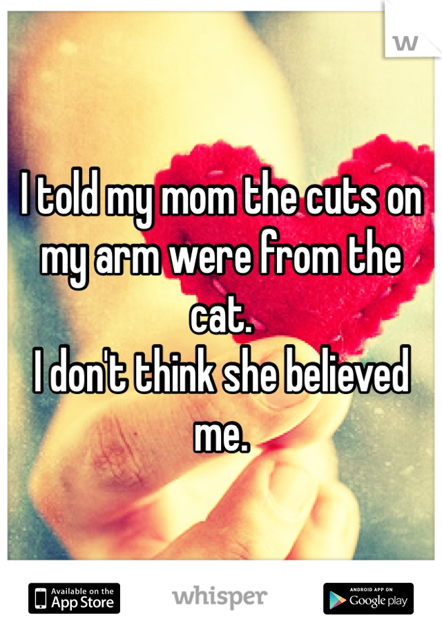 I told my mom the cuts on my arm were from the cat.
I don't think she believed me.