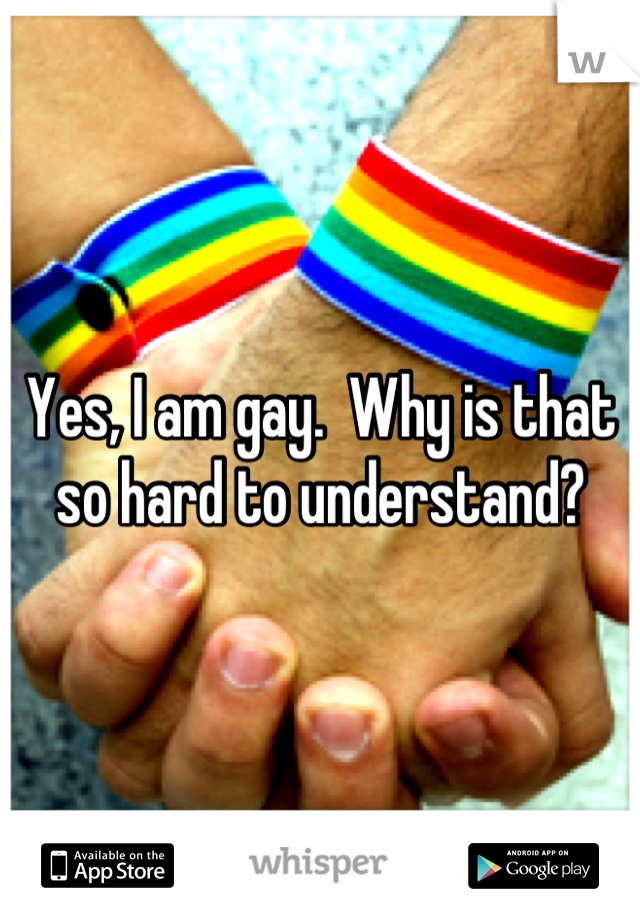 Yes, I am gay.  Why is that so hard to understand?