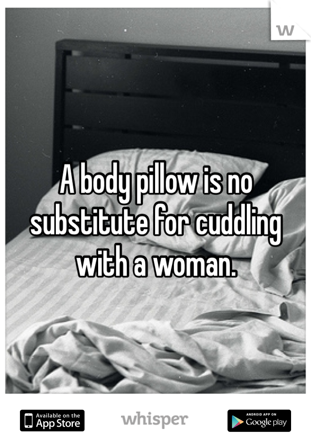 A body pillow is no substitute for cuddling with a woman.
