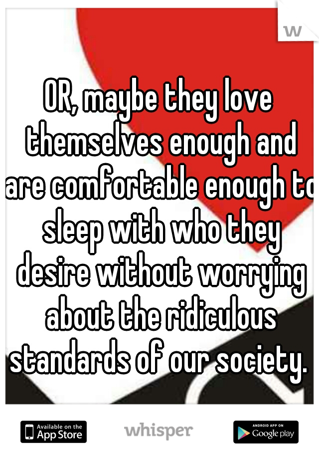 OR, maybe they love themselves enough and are comfortable enough to sleep with who they desire without worrying about the ridiculous standards of our society. 